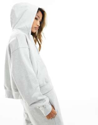 The Couture Club The Couture Club co-ord emblem relaxed zip through hoodie in grey marl