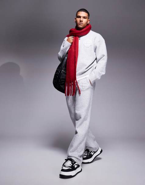 The Couture Club co-ord fluffy knit emblem set in grey marl - view 1