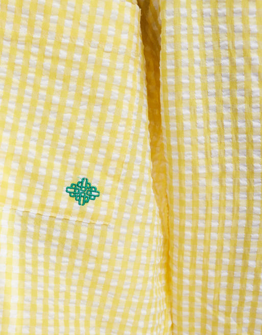 The Couture Club co-ord oversized gingham shirt in yellow, 4 of 4