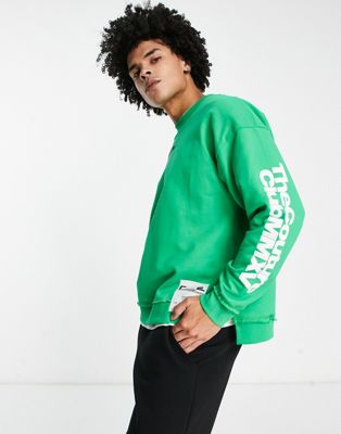 The Couture Club co-ord oversized sweatshirt in green with racer print - ASOS Price Checker