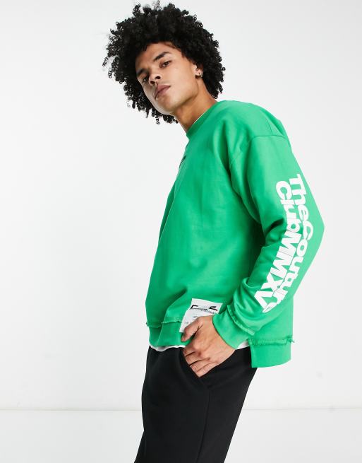 The Couture Club co-ord oversized sweatshirt in green with racer print ...