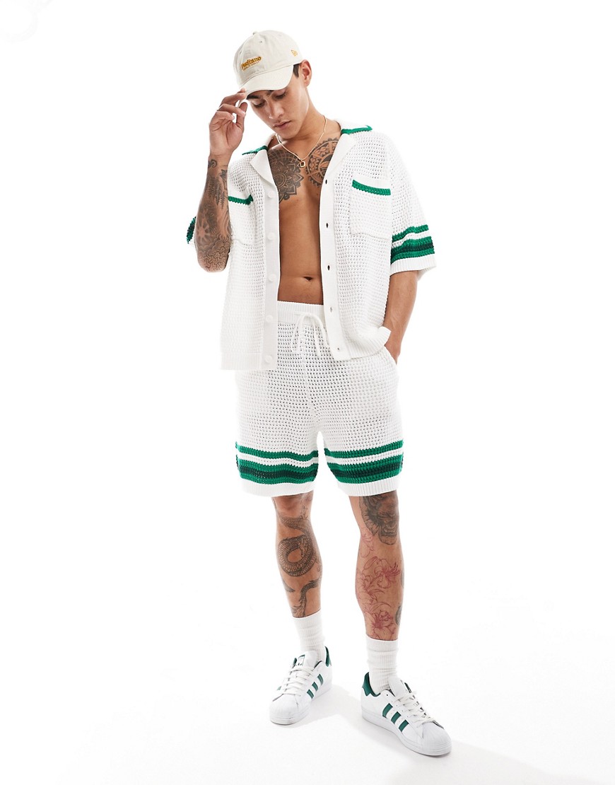 The Couture Club co-ord stripe trim knitted shorts in white