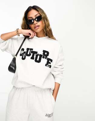 The Couture Club The Couture Club co-ord sweatshirt in grey with logo applique