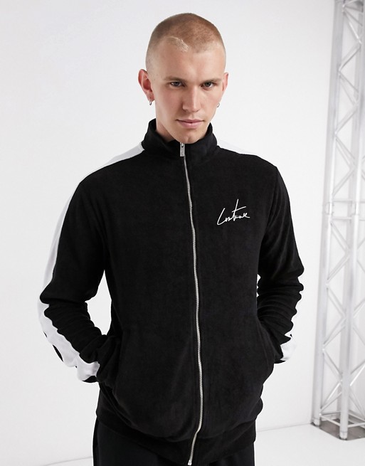 The Couture Club co-ord track top with contrast panel in black