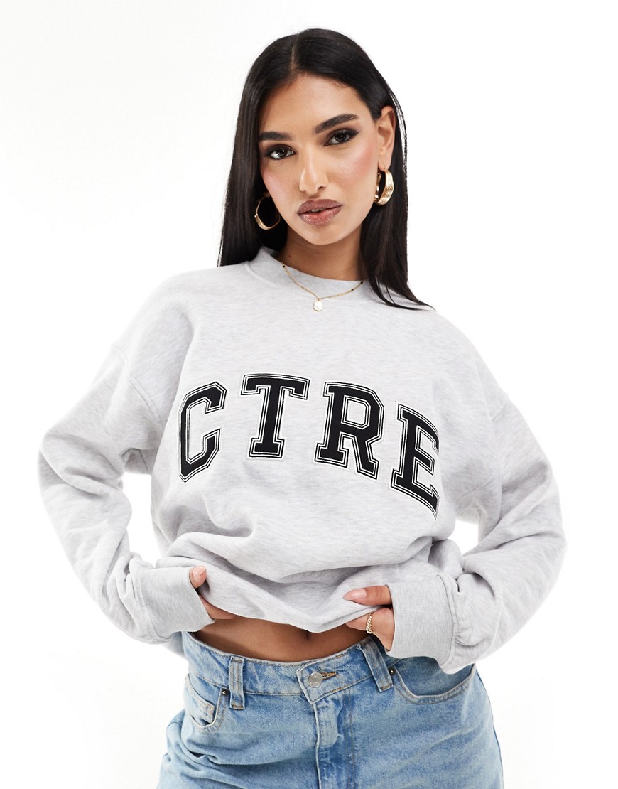 The Couture Club co-ord varisty sweatshirt in grey marl