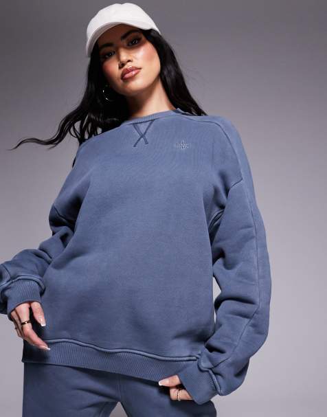 The Couture Club co-ord washed essentials sweatshirt with seam detail in petrol blue - view 1