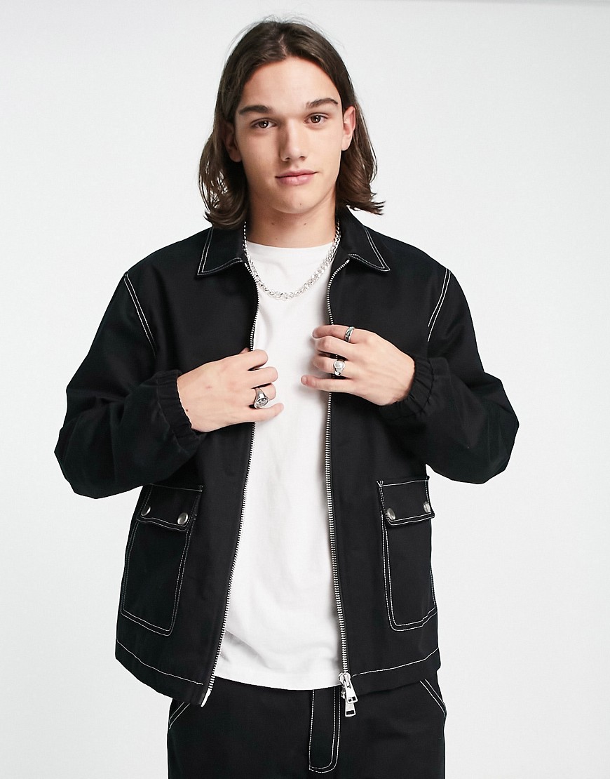 The Couture Club co-ord worker jacket in black with contrast stitching