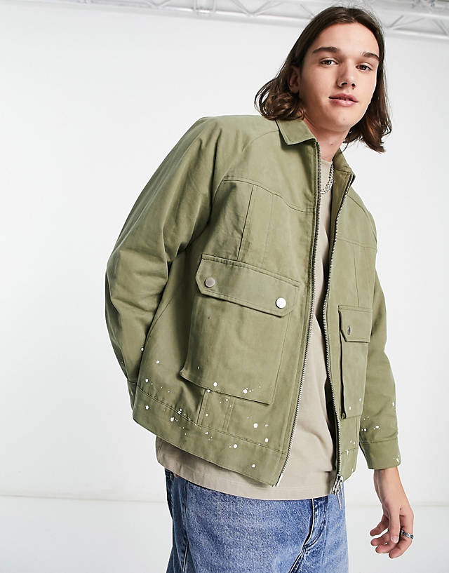 The Couture Club - co-ord worker jacket in khaki with cargo pocket detail