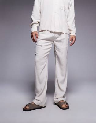 The Couture Club The Couture Club co-ord woven textured casual trousers in beige-Neutral