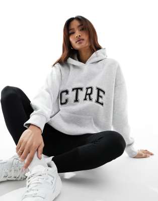 The Couture Club - College-Kapuzenpullover in meliertem Grau