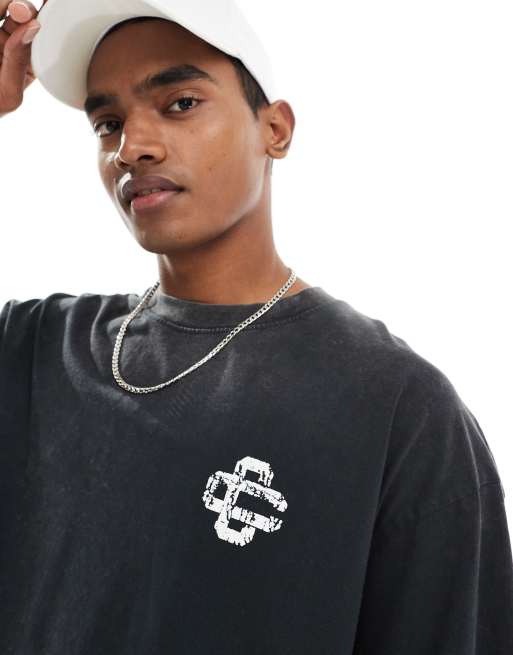 The Couture Club cracked print emblem relaxed t-shirt in acid grey