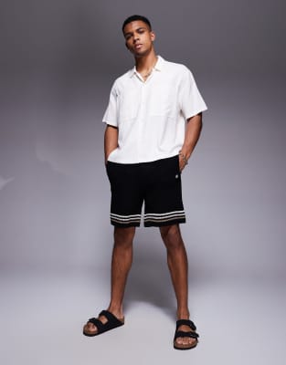 crochet knit shorts in black