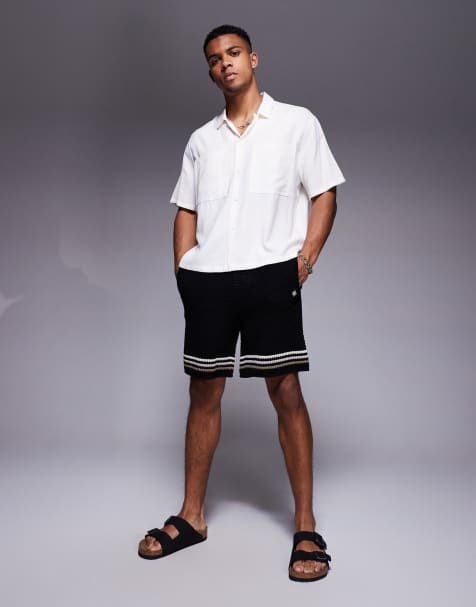 The Couture Club crochet knit shorts in black - view 1