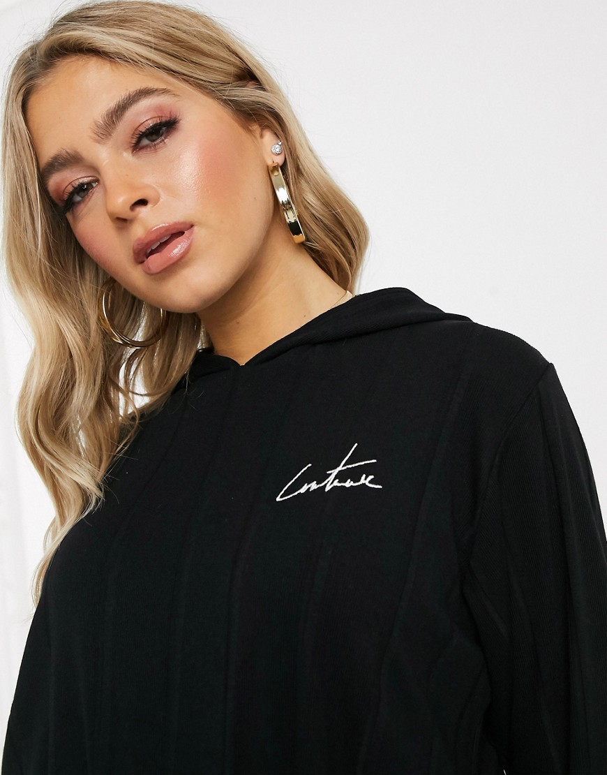 The Couture Club cropped motif hoody in black