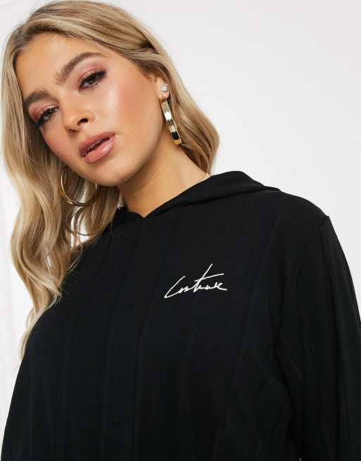 The Couture Club cropped motif hoody in black ASOS