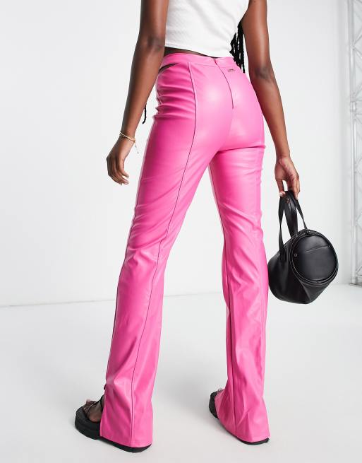 The Couture Club cut out waist leather look pants in pink