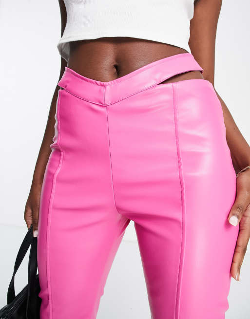 Desire Me Hot Pink Satin High Waist Wide Leg Trousers – Club L