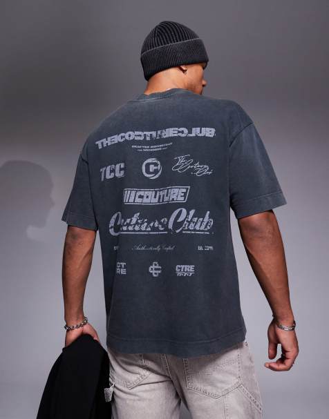 The Couture Club t-shirt with washed archive logo graphic back print in black 