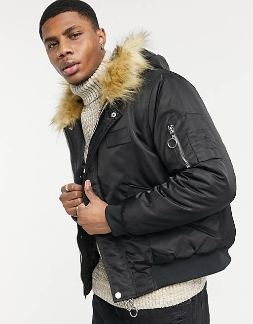 The Couture Club dakota faux fur hooded bomber jacket