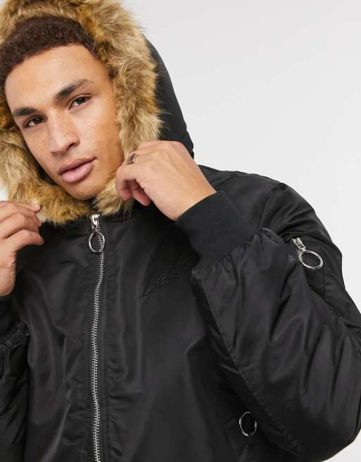 The Couture Club Dakota Mit Kunstpelz Gefutterte Bomberjacke In Schwarz Ccytem Morelos