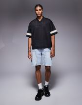 Topman oversized fit coated T-shirt in black