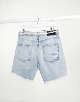 distressed cut off jeans