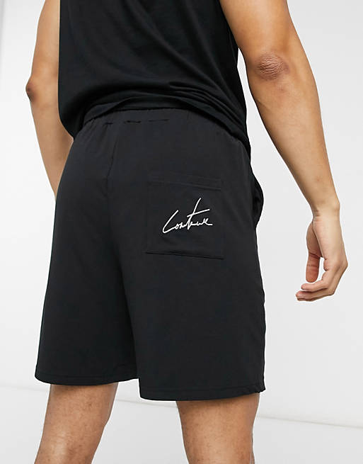 The Couture Club double waistband lounge shorts in grey
