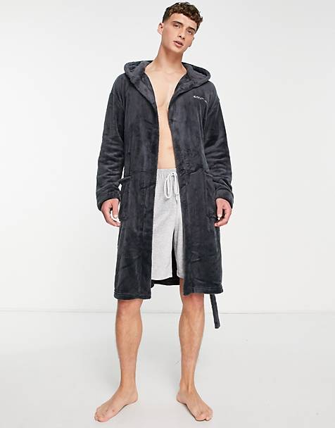 Asos Men Clothing Loungewear Bathrobes Hooded robe in mid 