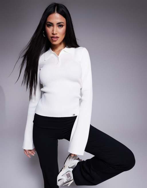The Couture Club – Dzianinowa koszulka polo w kolorze złamanej bieli