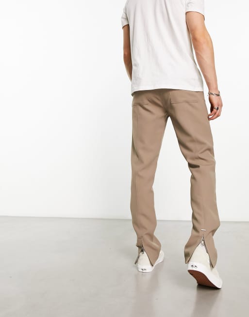 The Couture Club - Elegante joggingbroek in bruin met zoom met rits