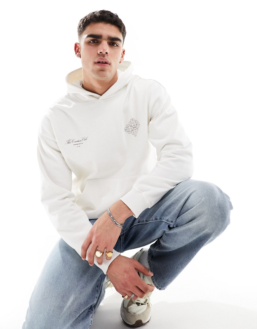 The Couture Club emblem hoodie in off white