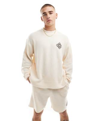 The Couture Club Emblem Knit Crew Sweatshirt In Off White - Part Of A Set