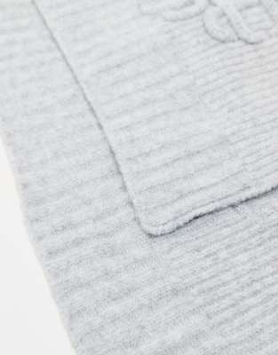 The Couture Club Emblem Knit Scarf In Gray
