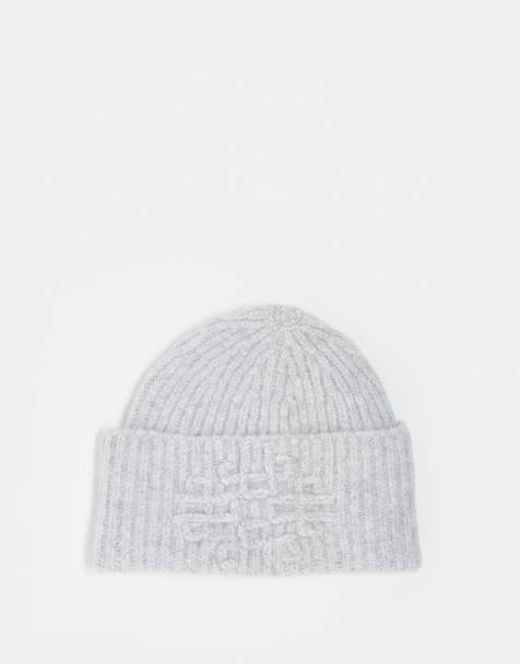 The Couture Club emblem knitted beanie in grey marl - view 1