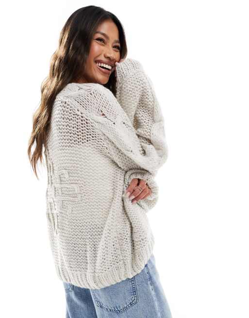 The Couture Club emblem knitted cardigan in white | ASOS