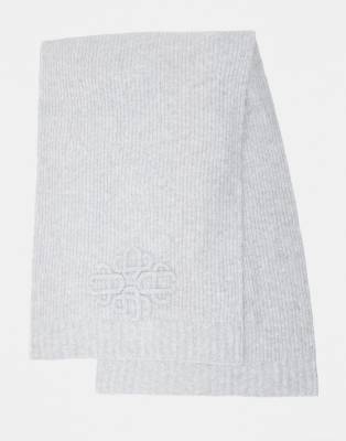 The Couture Club The Couture Club emblem knitted scarf in grey marl