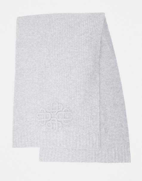 The Couture Club emblem knitted scarf in grey marl  - view 1