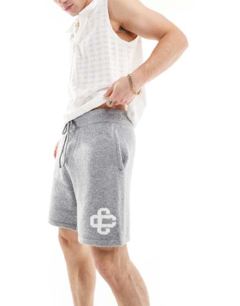 The Couture Club emblem knitted shorts in grey - view 1