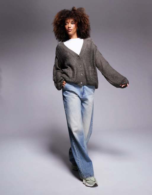 The Couture Club emblem oversized knit cardigan in cocoa | ASOS