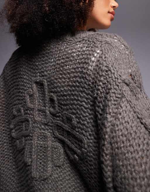 The Couture Club emblem oversized knit cardigan in cocoa | ASOS