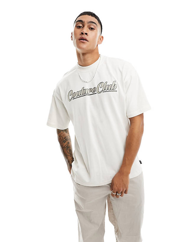 The Couture Club - embroidered short sleeve t-shirt in off white