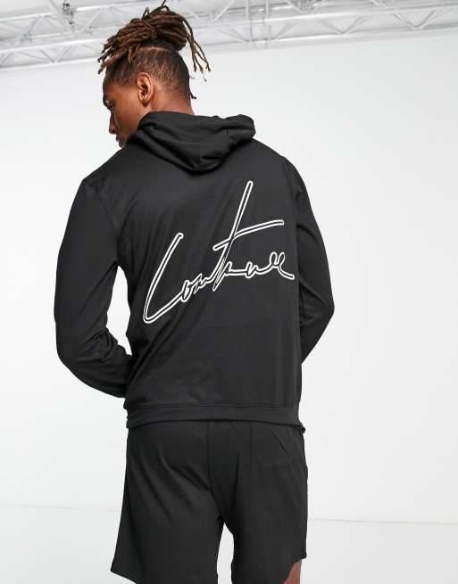 The Couture Club - Ensemble confort avec short et sweat à capuche - Noir