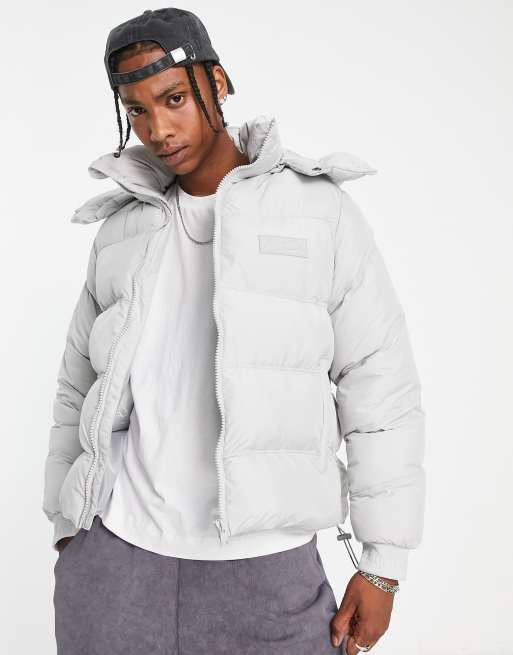 Grey puffer jackets