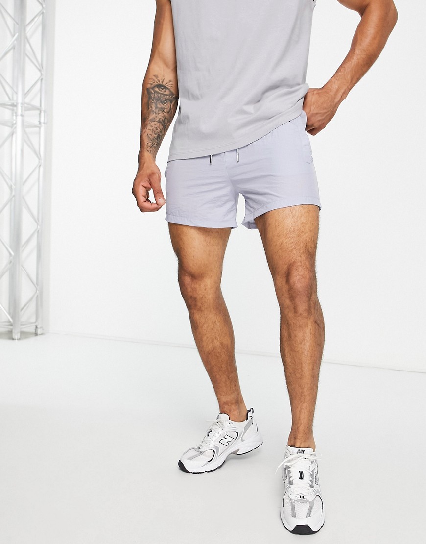 essentials swimshorts in sage gray with crinkle finish
