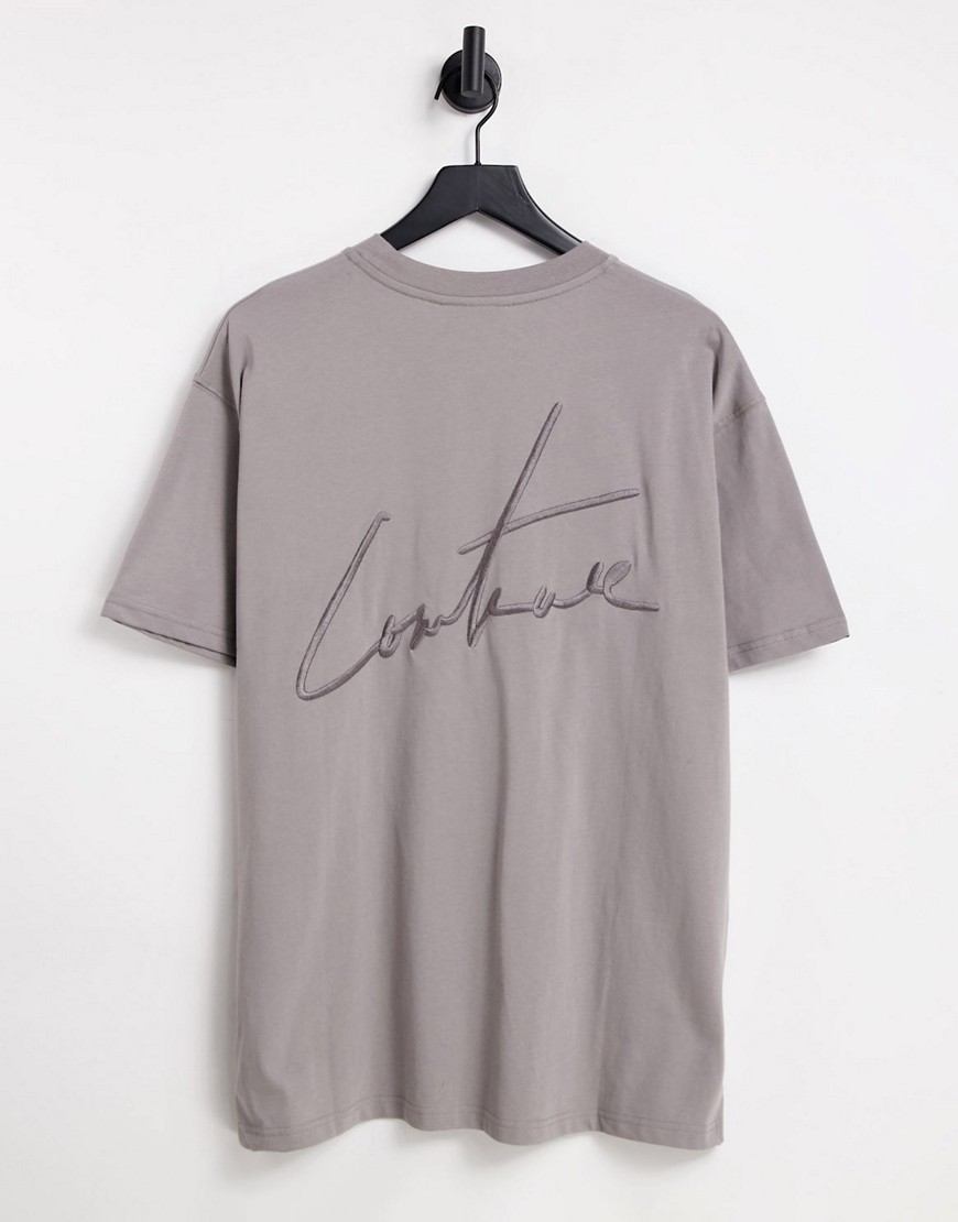 The Couture Club essentials t-shirt in gray with logo embroidery