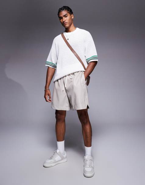 The Couture Club faux leather basketball shorts in stone - view 1