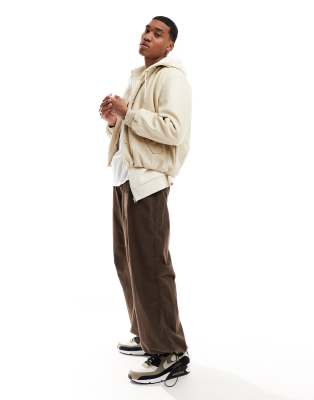 The Couture Club The Couture Club faux leather bomber jacket in beige-Neutral