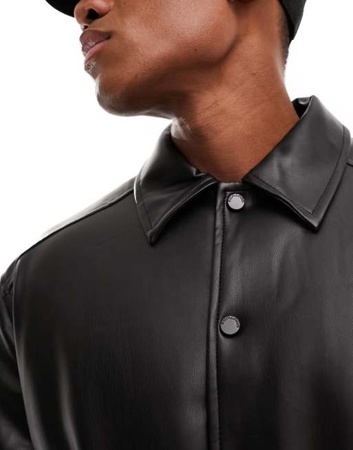 The Couture Club faux leather bomber jacket in black