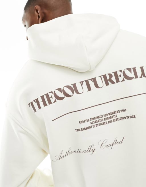 The Couture Club Felpa con cappuccio comoda bianco sporco con