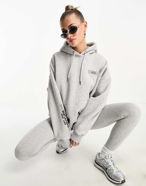 The Couture Club - Felpa con cappuccio grigia con logo